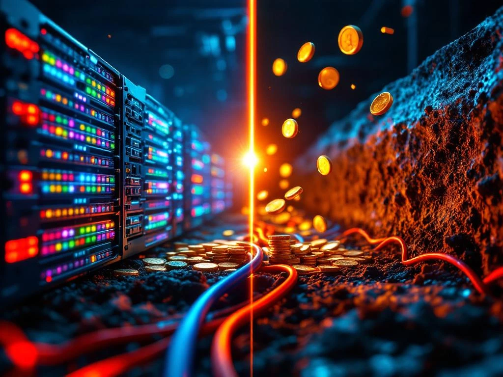 DWDM-apparatuur met kleurrijke laserstralen tegenover ondergrondse glasvezelkabelinstallatie met kostenvergelijking