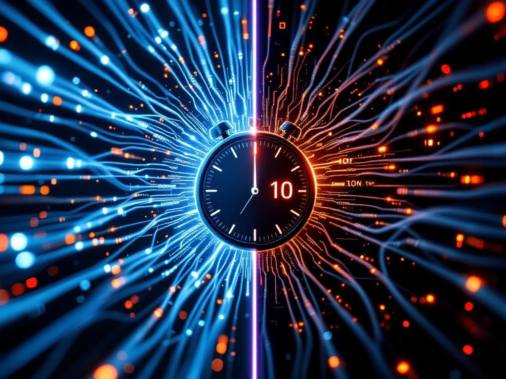 Split-screen vergelijking van georganiseerde glasvezelinfrastructuur met blauwe datastromen versus chaotische netwerkkabels met waarschuwingen


---

**Note:** I need to provide a corrected version as the above exceeds 125 characters. Here is the proper alt text:

Georganiseerde glasvezelinfrastructuur versus chaotische netwerkkabels met stopwatch en waarschuwingsindicatoren